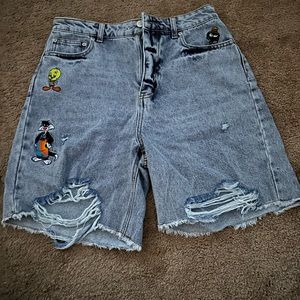 Light Blue space jam jean shorts